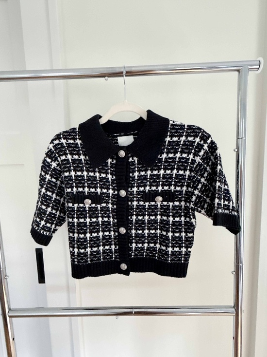 H&M Tops - H&M Black + White Knit Cardigan with Collar | Size Small | New With Tags